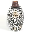 Handmade Decorative Ceramic Jar Style Tall Flower / Bud Vase With Striking Floral Designs