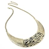Animal Print Choker / Collar Fashion Necklace Antique Gold & Black