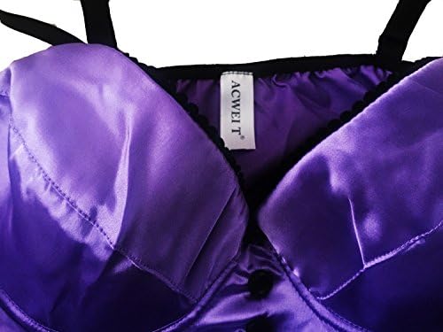 Acwei T Women Lingerie Strapless Babydoll with G-string Purple XX-large