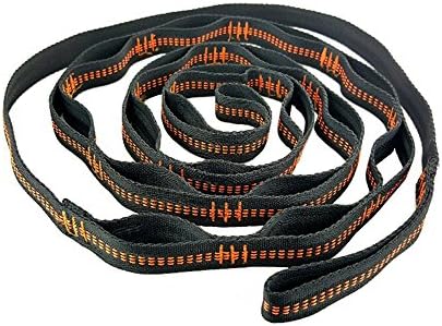 Suspension Strap Hammock Versatile Outdoor Tree-friendly Heavy Duty 1000D Polyester Adjustable 18 Combined Point No Stretch Hammock Strap Climbing Tree Strap Suspension System Black&amp;Orange 2pcs 9.19ft