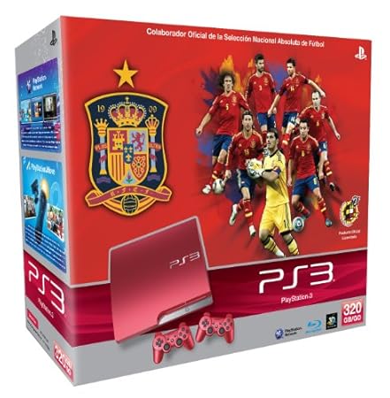 PlayStation 3 - Consola 320 GB  Spanish Football Team, Roja + 2 Dualshocks, Rojos
