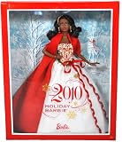 Barbie Collector Holiday Series 12 Inch Doll - Holiday Barbie 2010 in White Gown with Red and Gold-Studded Bodice Plus Extra Long Red Wrap, Chandelier Earrings and Magnificent Head Piece (African American Version - R4546)