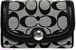 Coach Hampton Signature Compact Clutch Wallet Bag F45009 Black and White