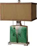 Rectangular Green Ceramic Mini Accent Table Lamp