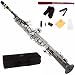 Cecilio 2Series SS-280BNN Black/Nickel Plated and Nickel Plated Keys Straight Bb Soprano Saxophone +Case, Reeds and Accessories