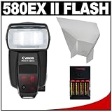 Canon 580EX II Speedlite Flash + Precision Design Bounce Reflector + 4 Batt ....