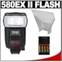 Canon 580EX II Speedlite Flash + Precision Design Bounce Reflector + 4 Batteries & Charger for Canon EOS 7D, 5D, 60D, 50D, Rebel T3, T3i, T2i, T1i, XS Digital SLR Cameras