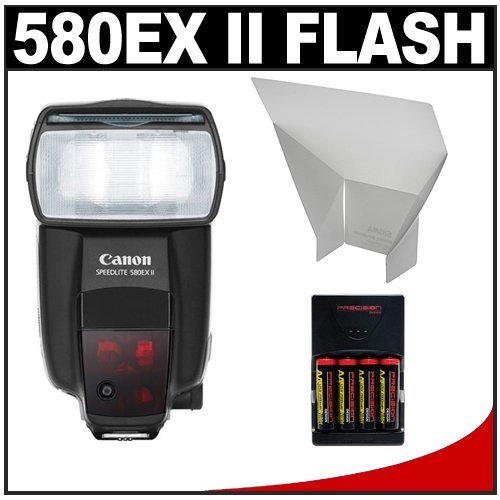 Canon 580EX II Speedlite Flash + Precision Design Bounce Reflector + 4