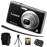 Panasonic Lumix FS10 schwarz + Mega Zubehör (16GB + Tasche + 2Akkus + KFZ )