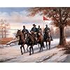 Civil War Blue Soldier On Horses Art Print Poster - 13x19