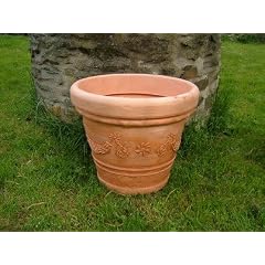 Pflanzk�bel Bologna 70 cm mit Girlande Terracotta Optik Kunststoff
