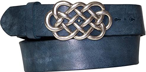 FRONHOFER belt 1.57' 4 cm | celtic knot buckle | genuine organic leather 17552, Size:waist size 37.5 inch L EU 95 cm;Color:Denim