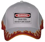 SENIOR CITIZEN: GIVE ME MY DARN DISCOUNT! Orange Flame Hat / Baseball Cap
