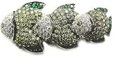 Natural Green and White Diamond Emerald Fish Pin