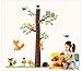 Forest Animals and Owl with Tree Growth Chart Vinyl Wall Decal for Kids, Nursery Room