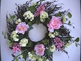 Snowball Hydrangea Wreath with Pink Peonies