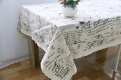 55.1'' x 86.6'' Various Sizes Vintage Style Rectangular Cotton Linen Washable Classical Grey Black CharacterTable Cover Home Decoration Tablecloth for Party