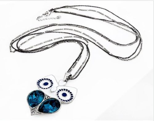 Neoglory Crystal Decorated Owl Shaped Pendant Silver Plated Alloy Necklace M.