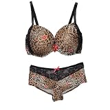 2 PIECE: Womens XOXO Perfectly Fit Padded Underwired Soft Cup Bra / Underwear & Crotchless Thong - Brown & Black