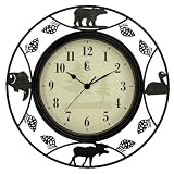 Geneva 14 Cutout Metal Lodge Wall Clock, Black