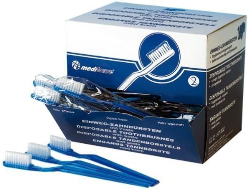 Disposable Toothbrushes, With Paste, Individually Wrapped, Box of 100 by Mediware