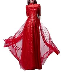 Natural   Waistline Elbow Length Sleeves Turtleneck Fall Lace Sequined Mesh Evening Dress/Tunic 