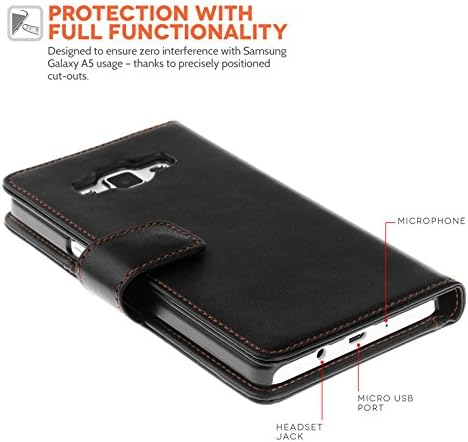 Yousave Accessories Samsung Galaxy A5 Case Black PU Leather Wallet Cover With Stylus Pen