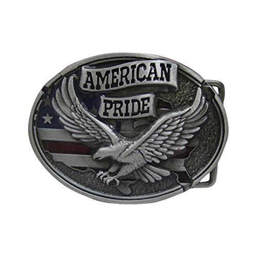 E-Clover Vintage Men's Western Eagle Belt Buckle Cowboy Engraved Oval Belt Buckles