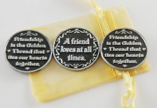 Set of 3 Friendship Pocket Token Coins with Organza Bag