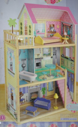 Kidkraft Garden Rose Dollhouse - With Bonus 12 Pieces of Furniture Included
