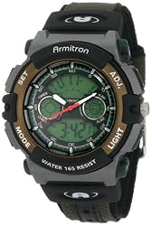 Armitron Men's 201437GRN Chronograph Analog-Digital Instalite Black Sport Watch