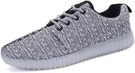 MINMAI Men&Women's 7 Colors USB Charging LED Flashing Lace-up Shoes grey Size44