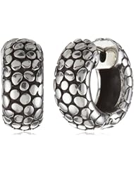 Zina Sterling Silver Round Snap Hoop Earrings with Stingray Texture In Silver