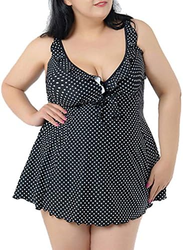 Sasamo Women's Sexy Print Swimsuit Plus Size with Skirts Dots Label-8XL