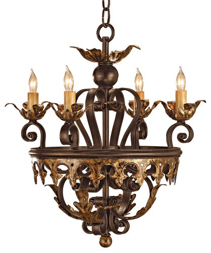 Currey and Company 9216 Castello Chandelier with Customizable Shades, Black Bronze/Gold Leaf On Sale