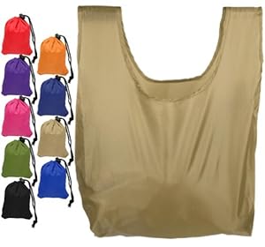 Mato & Hash Reusable Grocery Shopping Bag Ripstop Nylon Tote Integrated Pouch Khaki