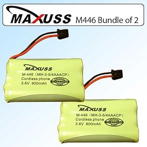 Maxuss BT-446 BP-446 M-446 900 Mah Battery Bundle of 2 for Uniden Cordless Phones