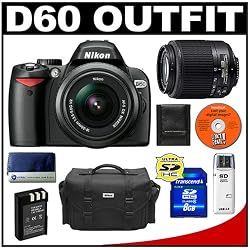 Nikon D60 Digital SLR Camera with 18-55mm AF-S VR Zoom Lens + Nikon 55-200mm AF-S Zoom Lens + 8GB SD Card + EN-EL9 Battery + Case
