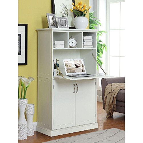 Amelia Storage Wooden Secretary Desk in White