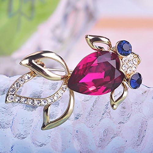 Maya Element Women's Fashion Vintage goldfish Simulated Diamond Pin Brooch (purple)