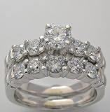 14k White Gold Engagement Ring Diamond Bridal Set