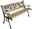 3 Seater Wooden Slat Garden Bench Seat Rose Style Cast Iron Legs