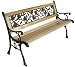 3 Seater Wooden Slat Garden Bench Seat Rose Style Cast Iron Legs