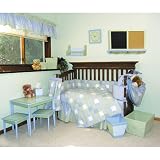 PATCHWORK BLUE - 4 PIECE SET includes crib quilt, bumper, sheet and skirt.