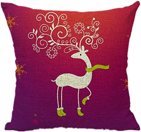 Goldenchildhood Christmas Throw Pillow-cotton Linen Square Decorative Throw Pillow Case Cushion Cover Reindeer in Purple Background Pillow Cover Christmas Gifts for Your Friends/pefect Size:18"x18 "