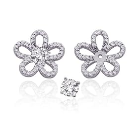 Sterling Silver 1/3 ct. Diamond Floral Earring Jackets