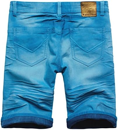 Sportica Men's Fashion Regular Fit Washed Straight Leg Denim Shorts Blue 33