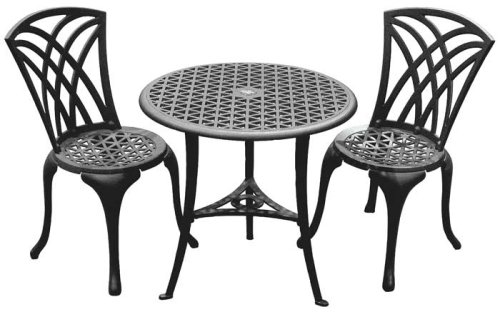 Denewood Versailles Black Cast Aluminum Three Piece Bistro Set