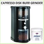 Capresso 580 14 oz. Disk Burr Grinder in Black with Coffee Grinder Cleaner
