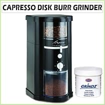 Capresso 580 14 oz. Disk Burr Grinder in Black with Coffee Grinder Cleaner